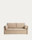 Canapé-lit Tanit beige pieds en bois de hêtre finition naturelle 210 cm FSC Mix Credit