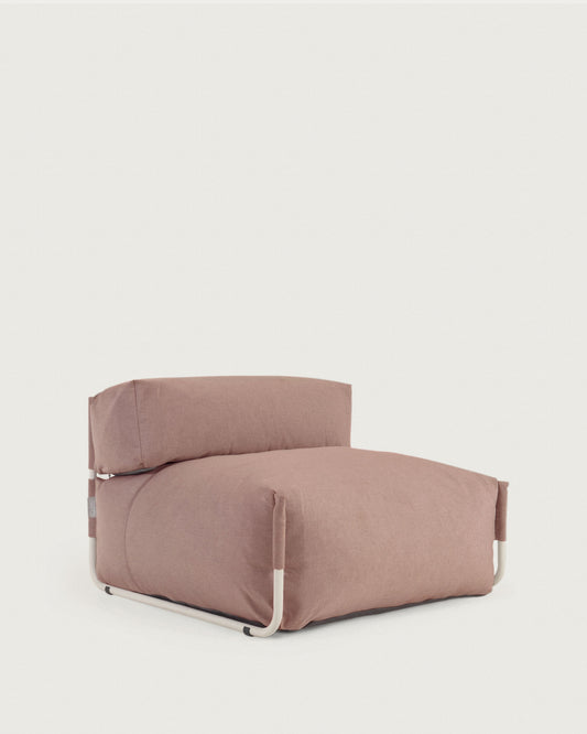 Pouf canapé modulaire extérieur avec dossier Square terracotta aluminium blanc 101x101 cm