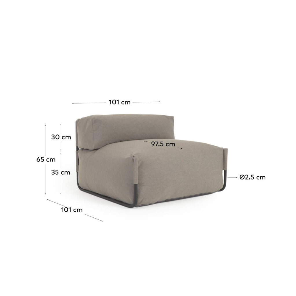 Pouf canapé modulaire extérieur avec dossier Square vert et aluminium noir 101 x 101 cm