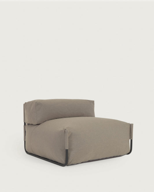 Pouf canapé modulaire extérieur avec dossier Square vert et aluminium noir 101 x 101 cm