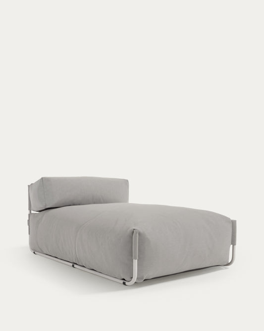 Pouf canapé modulaire extérieur méridienne et dossier Square gris et alu blanc 165 x 101cm