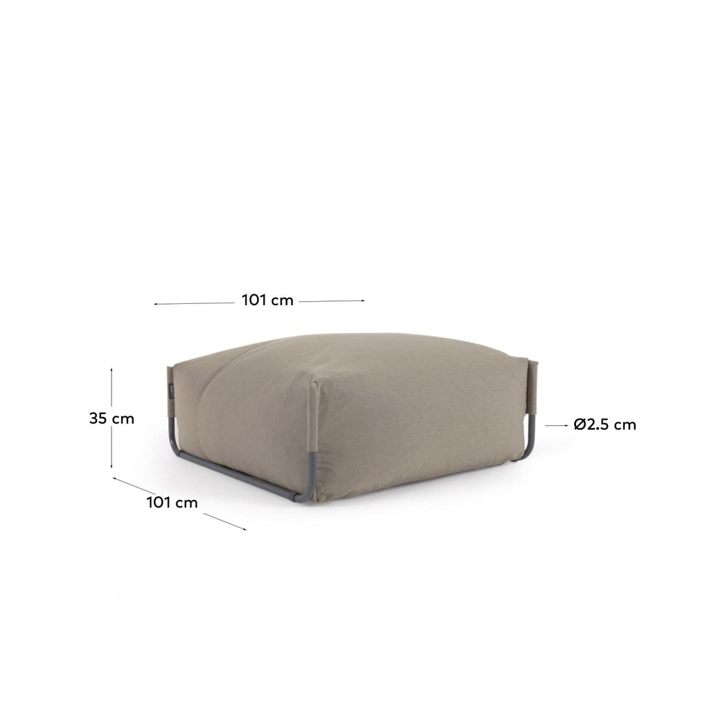 Pouf canapé modulaire extérieur Square vert et aluminium noir 101 x 101 cm