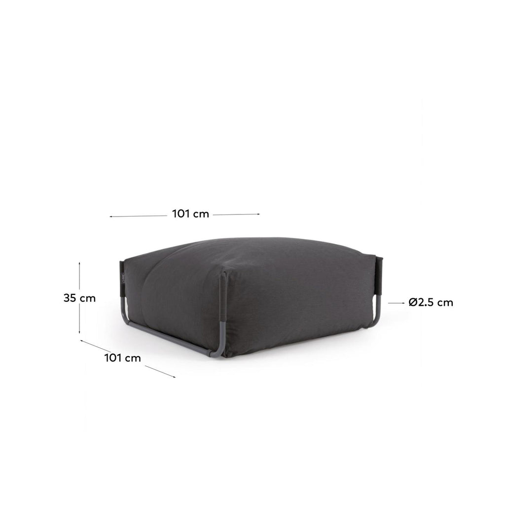 Pouf canapé modulaire extérieur Square gris foncé et aluminium noir 101 x 101 cm