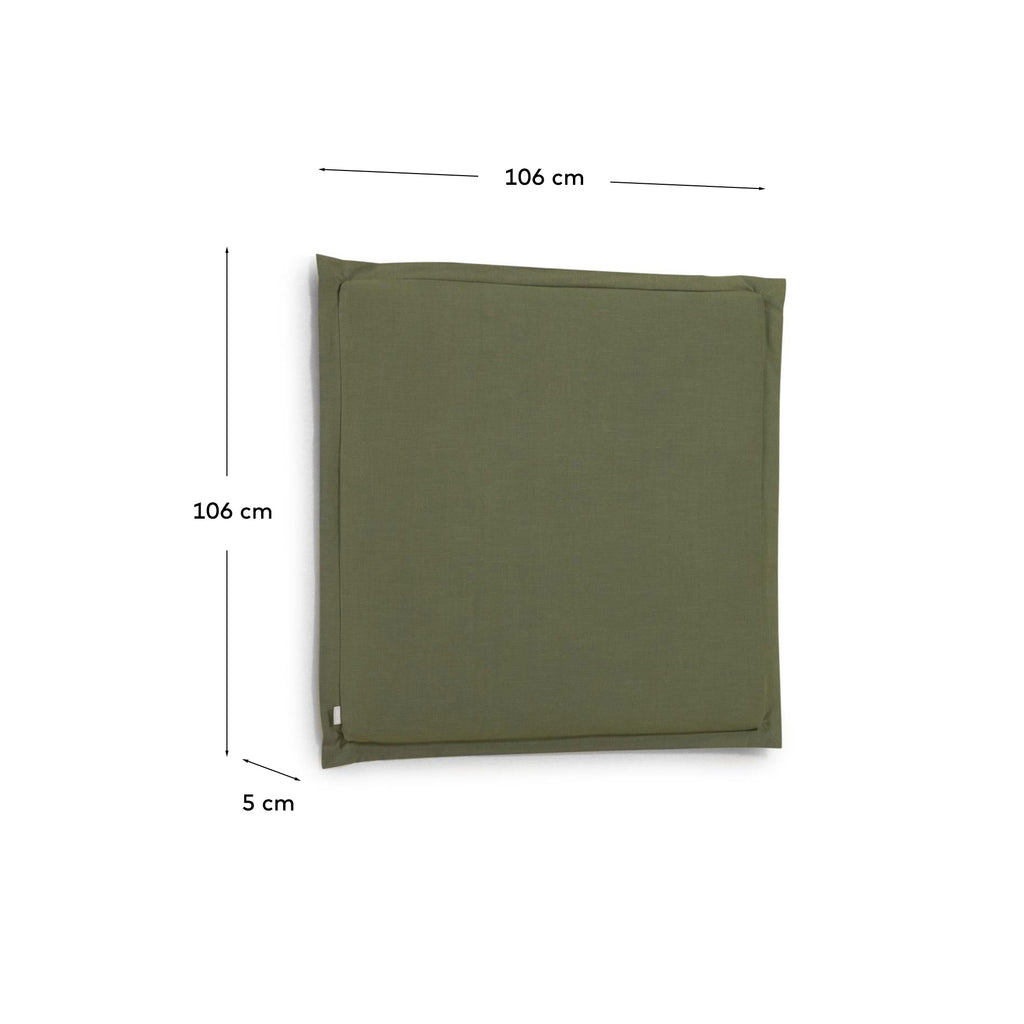 Tête de lit déhoussable Tanit en lin vert pour lit de 90 cm