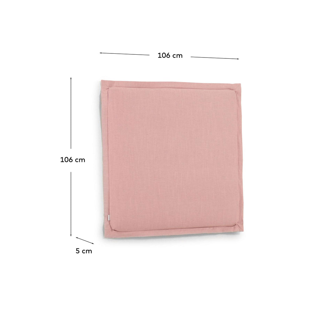 Tête de lit déhoussable Tanit en lin rose pour lit de 90 cm