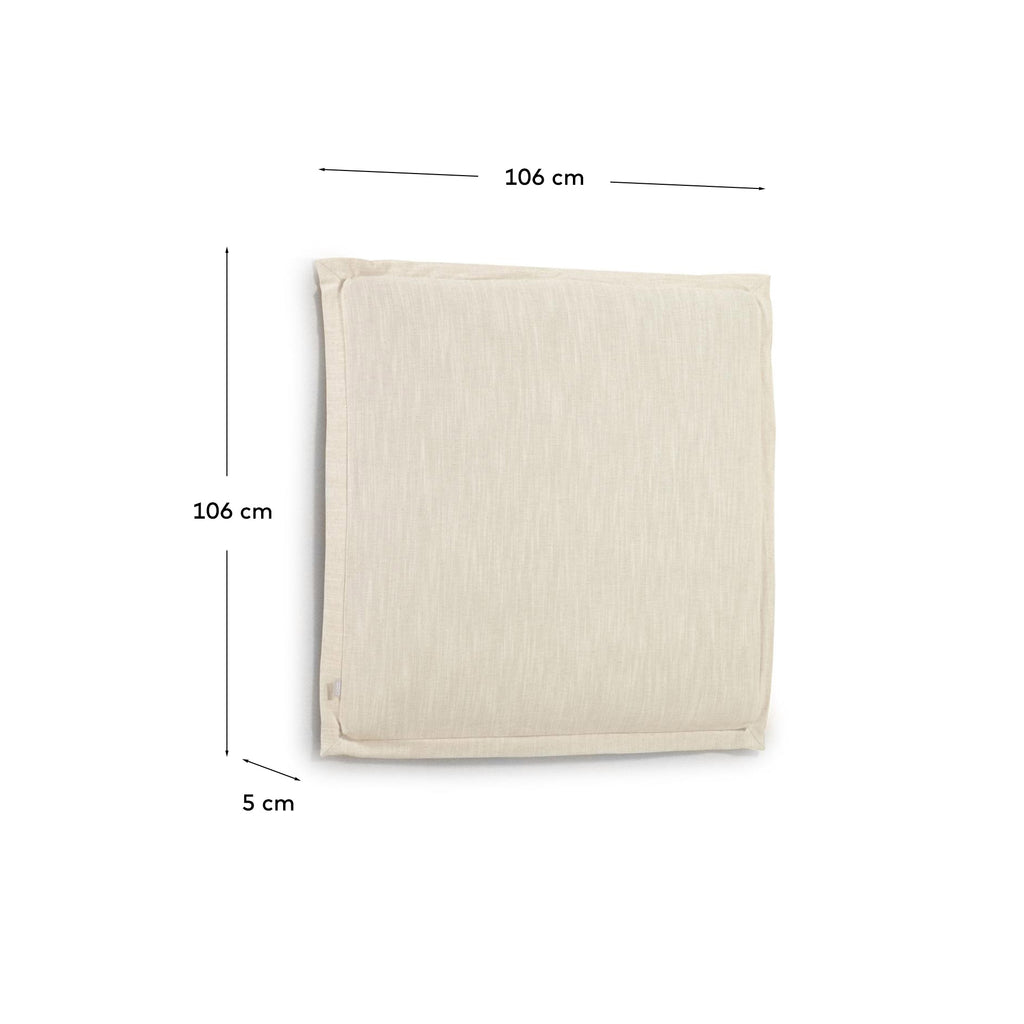 Tête de lit déhoussable Tanit en lin blanc pour lit de 90 cm