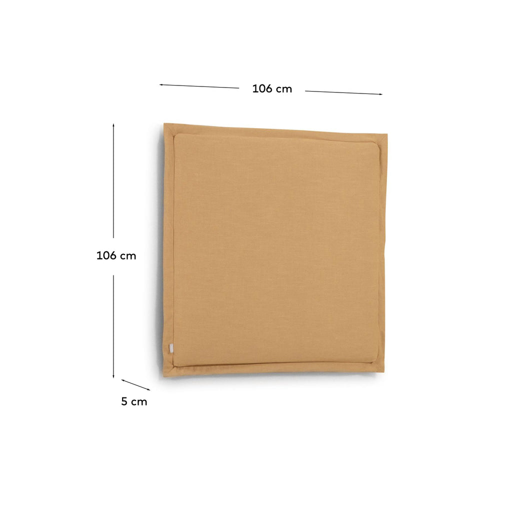 Tête de lit déhoussable Tanit en lin jaune moutarde pour lit de 90 cm