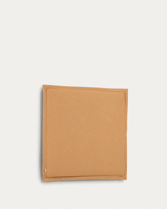 Tête de lit déhoussable Tanit en lin jaune moutarde pour lit de 90 cm