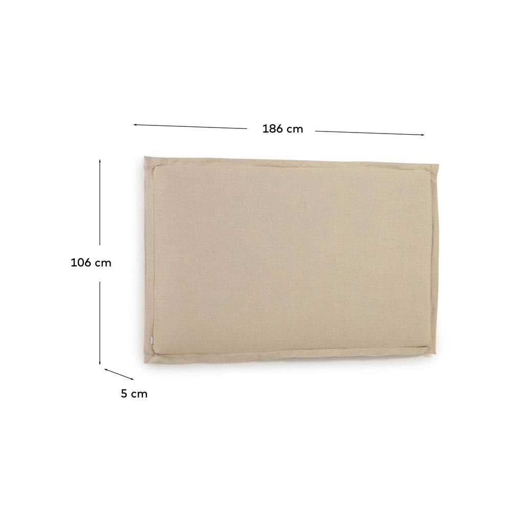 Tête de lit déhoussable Tanit en lin beige pour lit de 180 cm