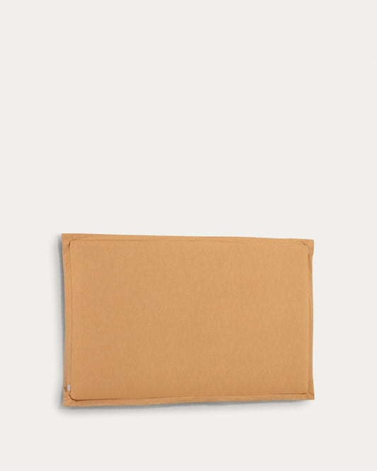 Tête de lit déhoussable Tanit en lin jaune moutarde pour lit de 180 cm