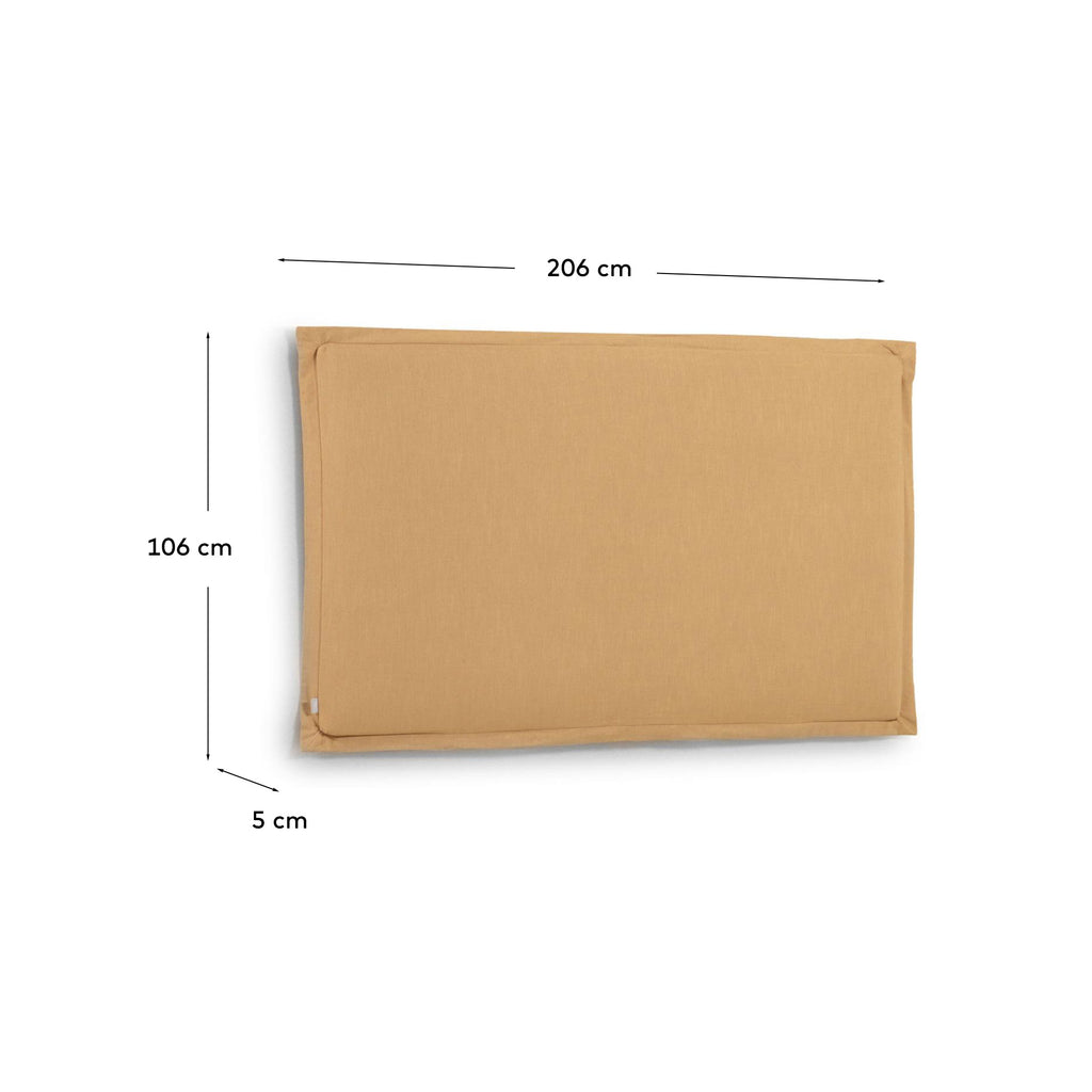 Tête de lit déhoussable Tanit en lin jaune moutarde pour lit de 200 cm