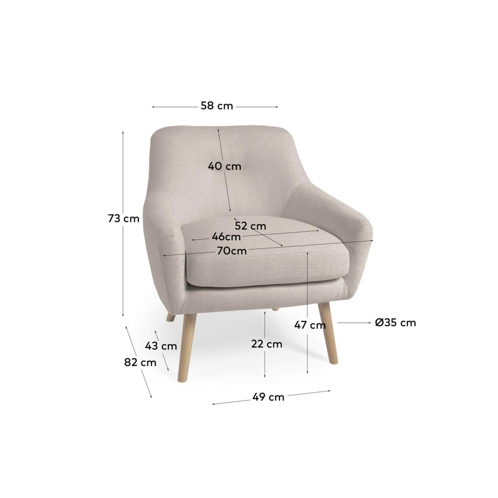 Fauteuil Candela en micro bouclette grise FSC Mix Credit