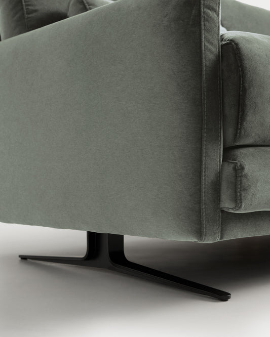 Canapé Veliro 2 places en velours vert avec pieds en acier finition noire 180 cm – Certifié FSC Mix Credit