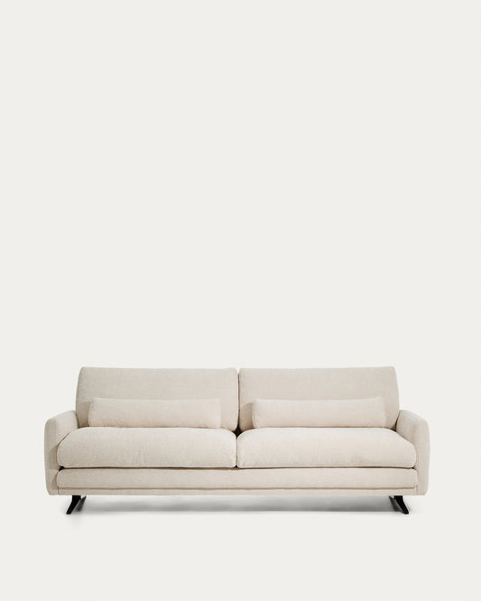 Canapé Veliro 3 places en chenille beige avec pieds en acier noir 240 cm – Certifié FSC Mix Credit