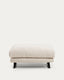 Repose-pieds Veliro en chenille beige avec pieds en acier finition noire 85 x 90 cm FSC Mix Credit