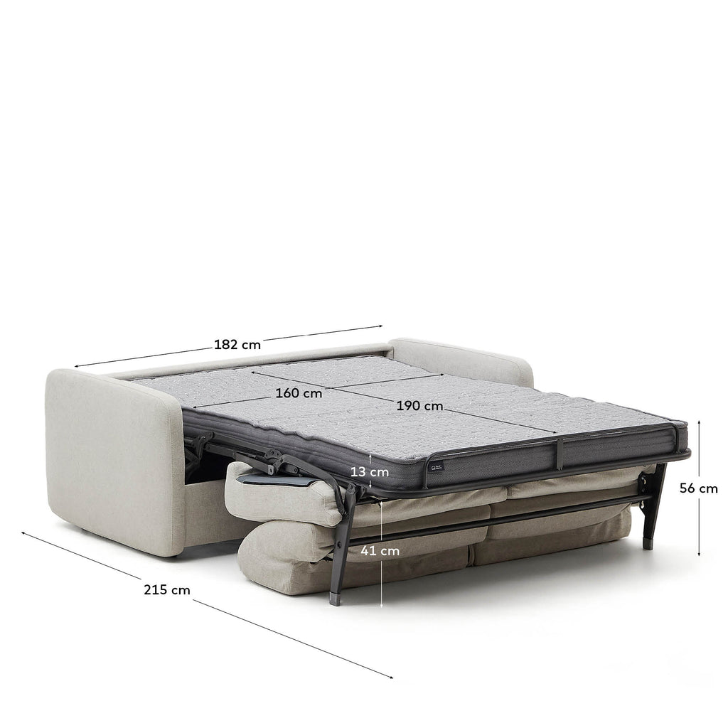 Canapé-lit Nuala 3 places en chenille couleur perle 204 cm