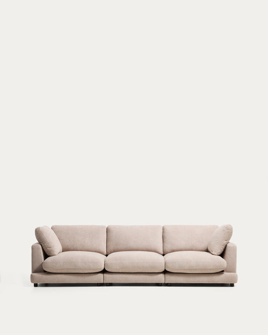 Canapé Gala 4 places en micro-bouclette beige 300 cm – FSC Mix Credit