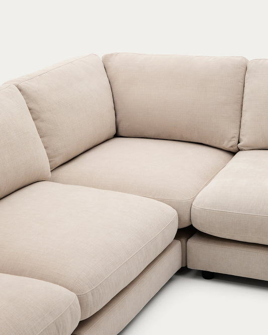 Gala 6-seater corner sofa in beige chenille FSC Mix Credit 300 x 300cm