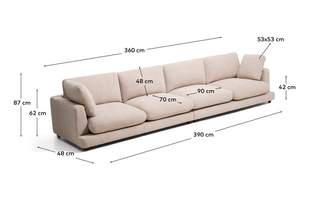 Canapé Gala 6 places en micro-bouclette beige 390 cm – FSC Mix Credit