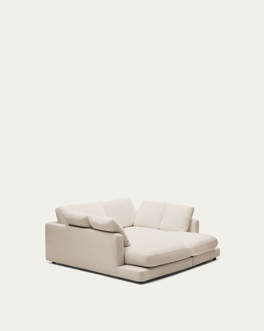 Canapé Gala 3 places en chenille beige avec double méridienne 210 cm – Certifié FSC Mix Credit