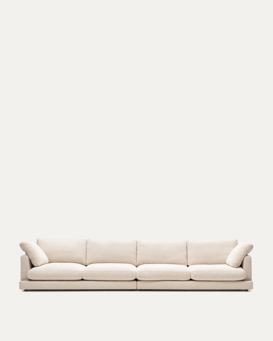 Canapé Gala 6 places en chenille beige 390 cm – Certifié FSC Mix Credit