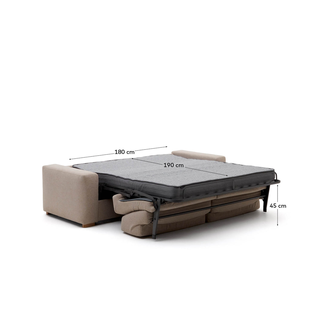 Anley beige 4-seater sofa bed with solid beech wood legs 244cm FSC Mix Credit