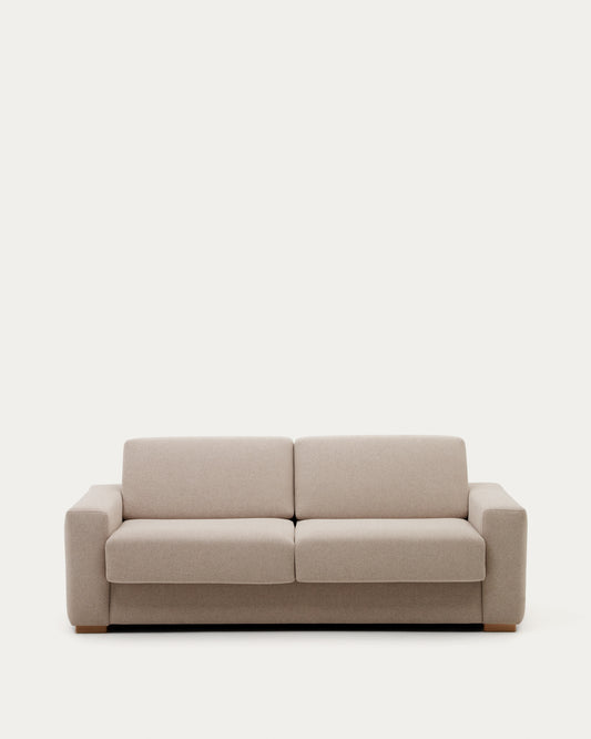 Canapé-lit Anley 3 places beige avec pieds en bois de hêtre 224 cm FSC Mix Credit