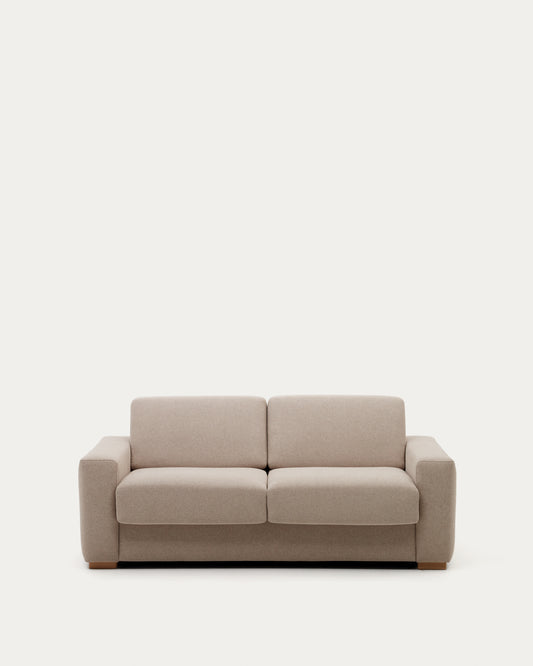 Canapé-lit Anley 2 places beige avec pieds en bois de hêtre 204 cm FSC Mix Credit