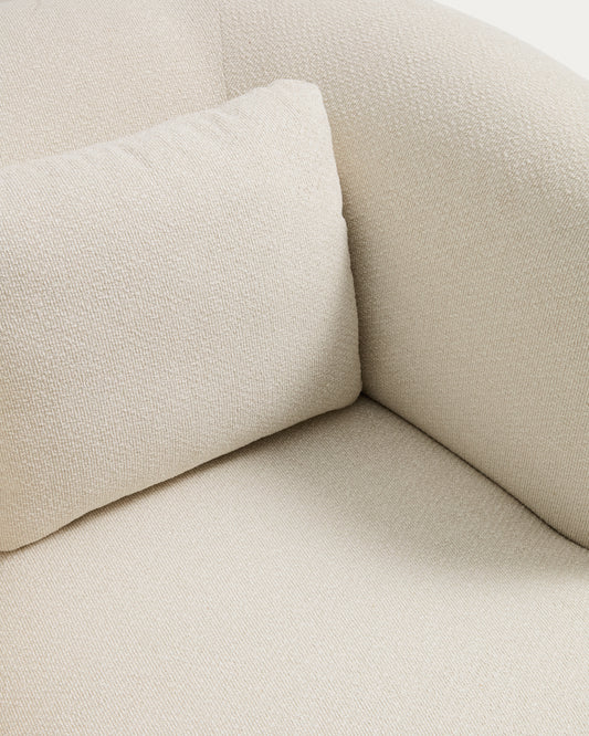 Fauteuil avec coussin Martina en chenille écrue FSC Mix Credit