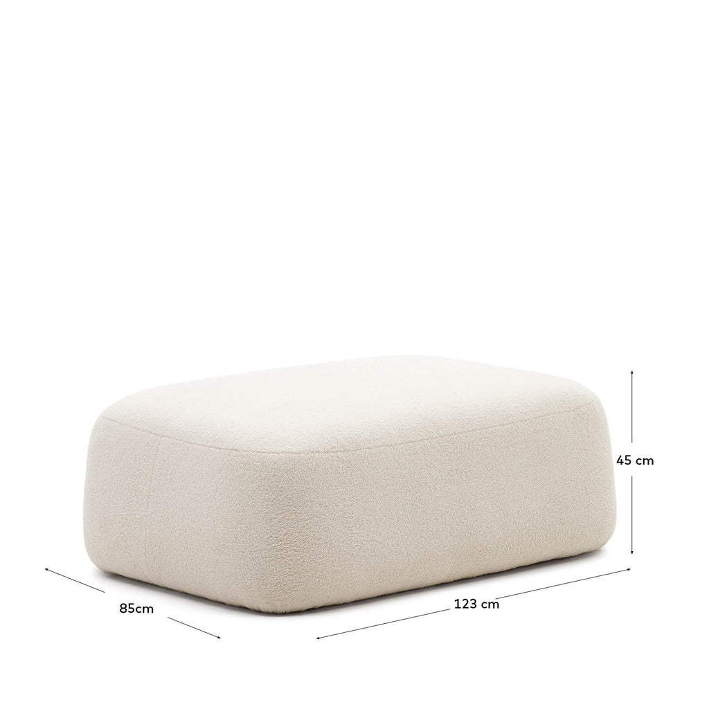 Repose-pieds Martina en bouclette couleur écrue 123 x 85 cm – Certifié FSC Mix Credit