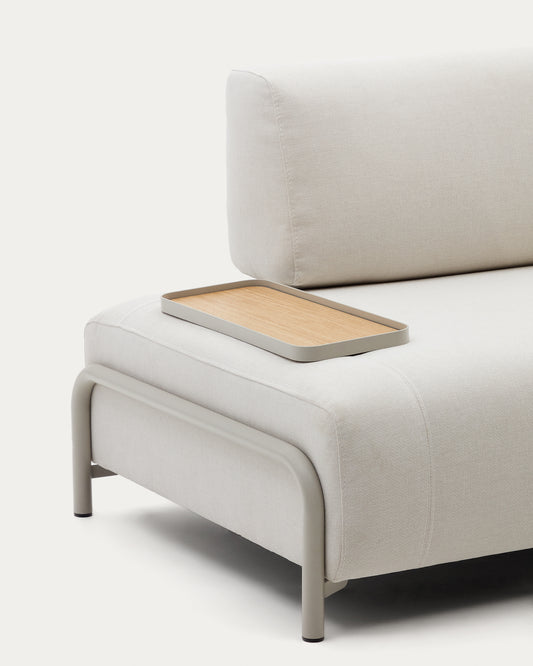 Plateau petit Compo en placage de chêne avec finition naturelle et structure en métal beige