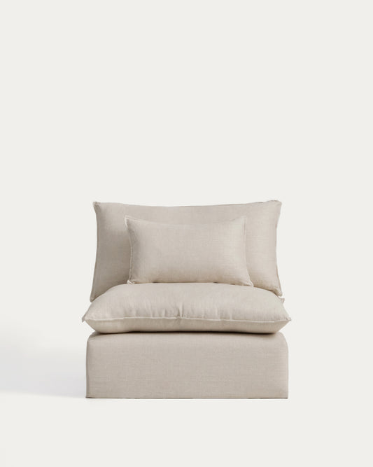Fauteuil déhoussable Anarela en lin et viscose beige 110 cm FSC Mix Credit