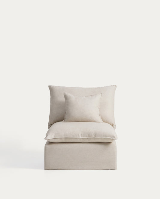Fauteuil déhoussable Anarela en lin et viscose beige 90 cm FSC Mix Credit