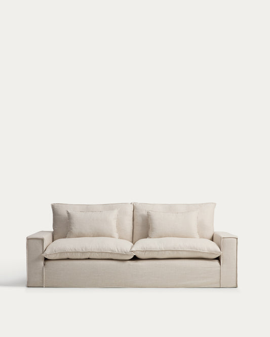Canapé déhoussable Anarela 3 places en lin et viscose beige 260 cm FSC Mix Credit