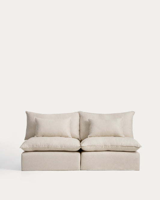 Canapé modulable déhoussable Anarela 3 places en lin et viscose beige 220 cm FSC Mix Credit