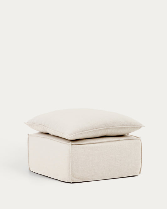 Repose-pieds déhoussable Anarela avec coussin en lin beige FSC Mix Credit 80 x 80 cm.