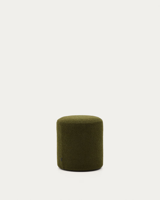 Repose-pieds déhoussable Kaeli en bouclette vert Ø 43 cm