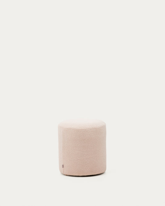 Repose-pieds déhoussable Kaeli en bouclette rose Ø 43 cm