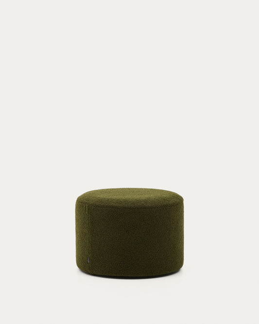 Repose-pieds déhoussable Kaeli en bouclette vert Ø 60 cm
