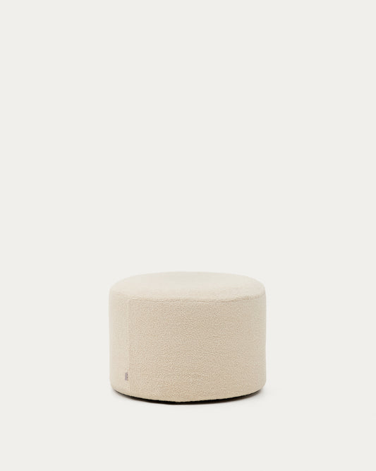 Repose-pieds déhoussable Kaeli en bouclette écru Ø 60 cm