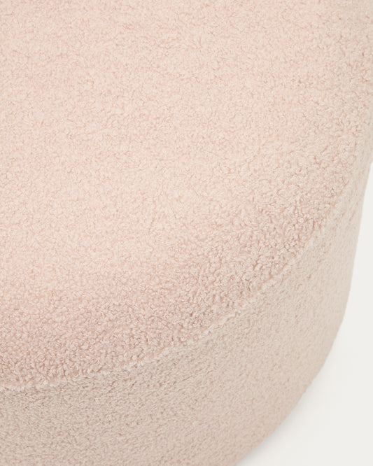 Repose-pieds déhoussable Kaeli en bouclette rose Ø 60 cm
