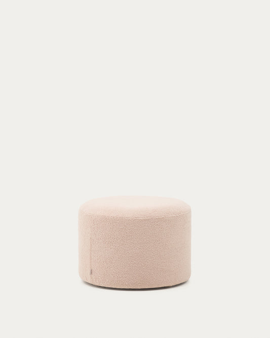 Repose-pieds déhoussable Kaeli en bouclette rose Ø 60 cm