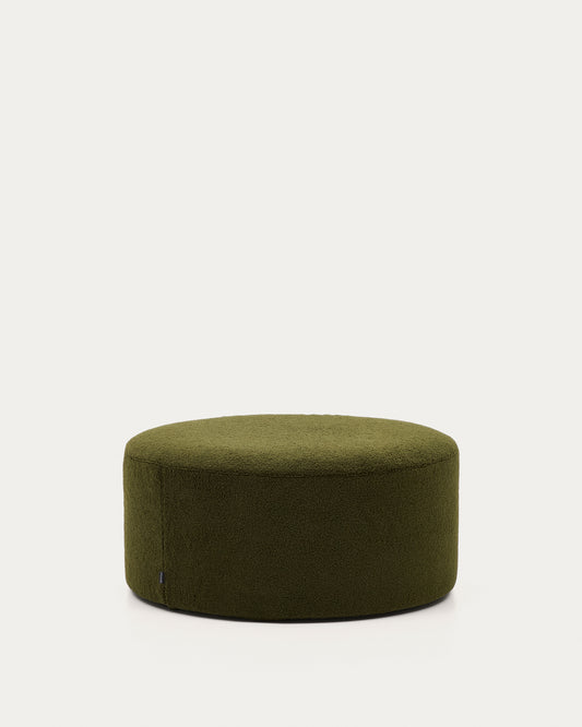 Repose-pieds déhoussable Kaeli en bouclette vert Ø 90 cm