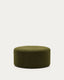 Kaeli footrest with removable cover in green bouclé Ø 90 cm