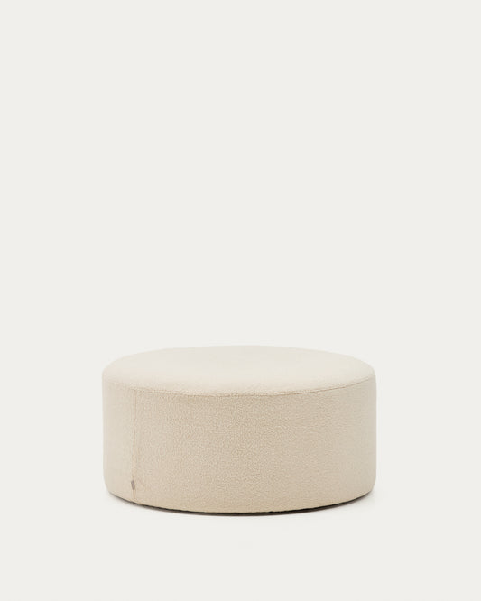 Repose-pieds déhoussable Kaeli en bouclette écru Ø 90 cm