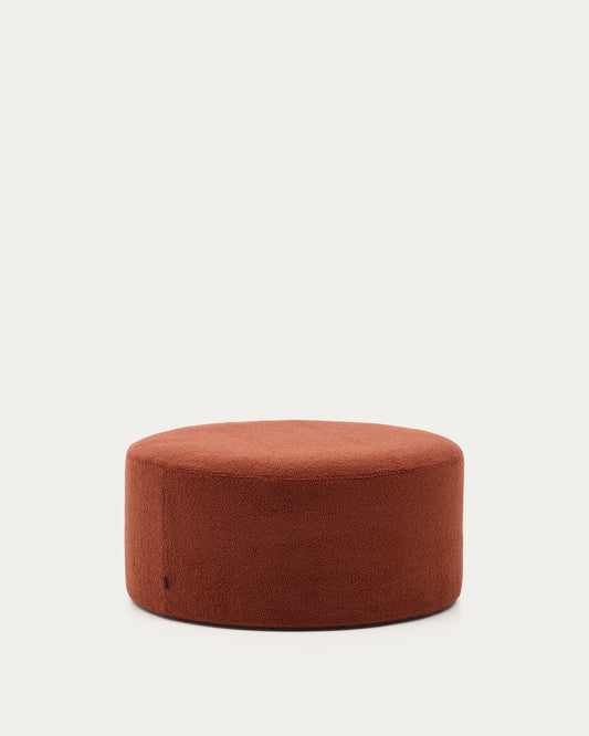 Repose-pieds déhoussable Kaeli en bouclette terracotta Ø 90 cm