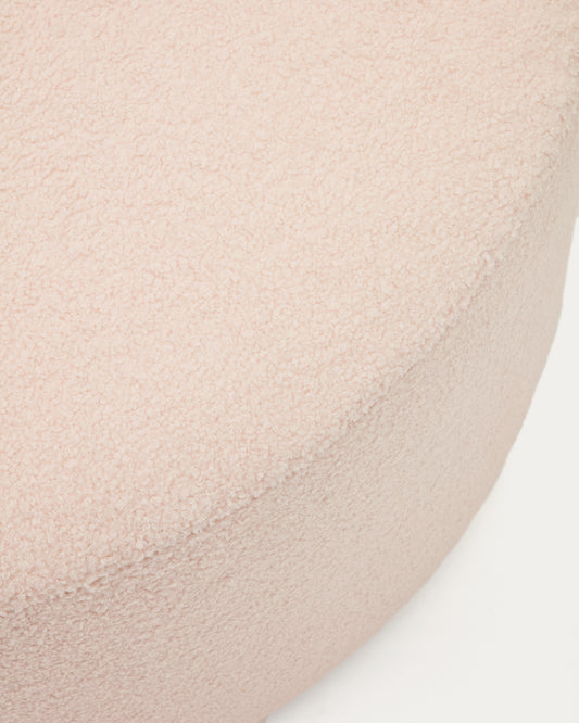 Repose-pieds déhoussable Kaeli en bouclette rose Ø 90 cm