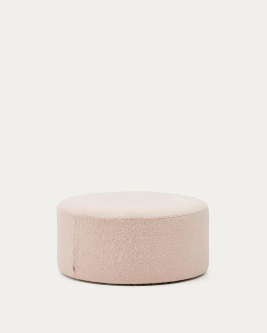 Repose-pieds déhoussable Kaeli en bouclette rose Ø 90 cm