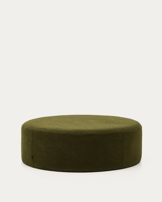 Repose-pieds déhoussable Kaeli en bouclette vert Ø 120 cm