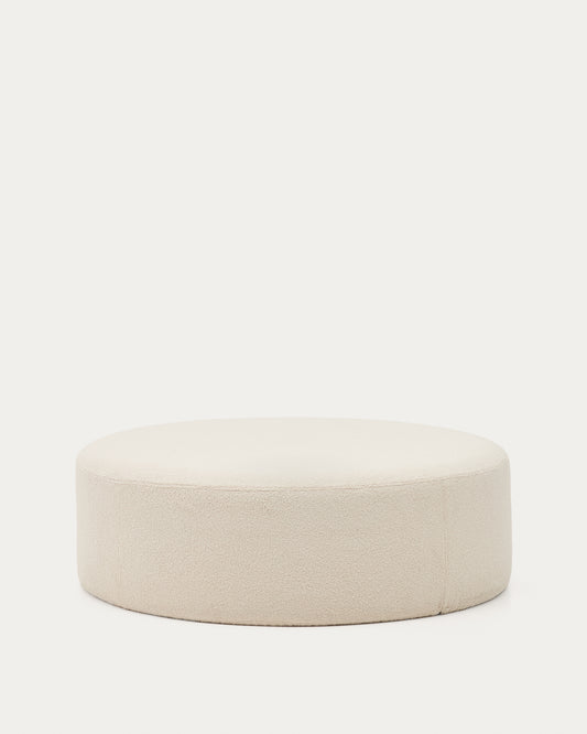 Repose-pieds déhoussable Kaeli en bouclette écru Ø 120 cm